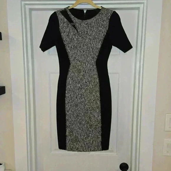 Elie Tahari Womens Axel Sheath Stretch Dress Short Sleeve Black Size 2 - Picture 3 of 11
